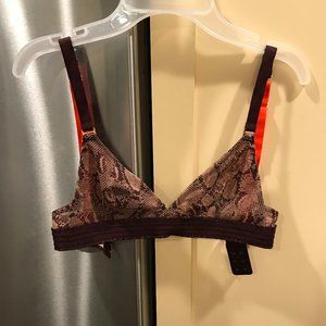 Stella McCartney Reptile Brown Burgundy Orange Bralette 32B Unlined Unpadded EUC